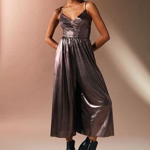 Urban Outfitters Metallic Wide Leg Jumpsuit (L)